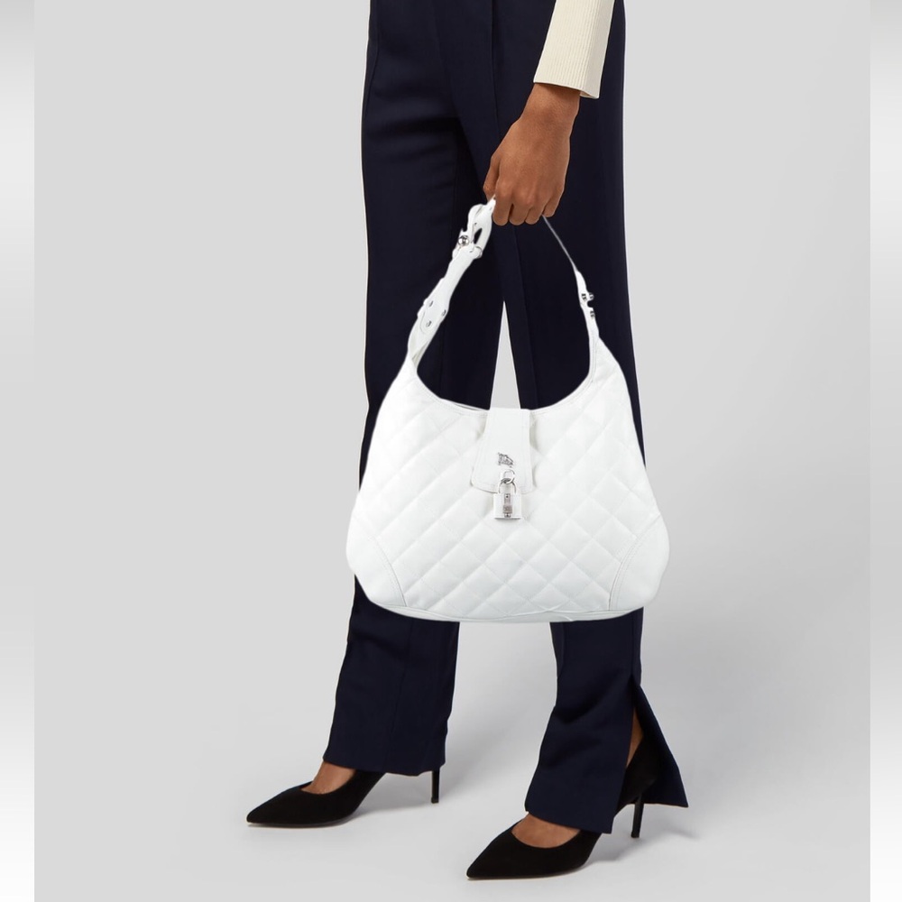Sold - takladios - Burberry Quilted Hobo White Leather EUC